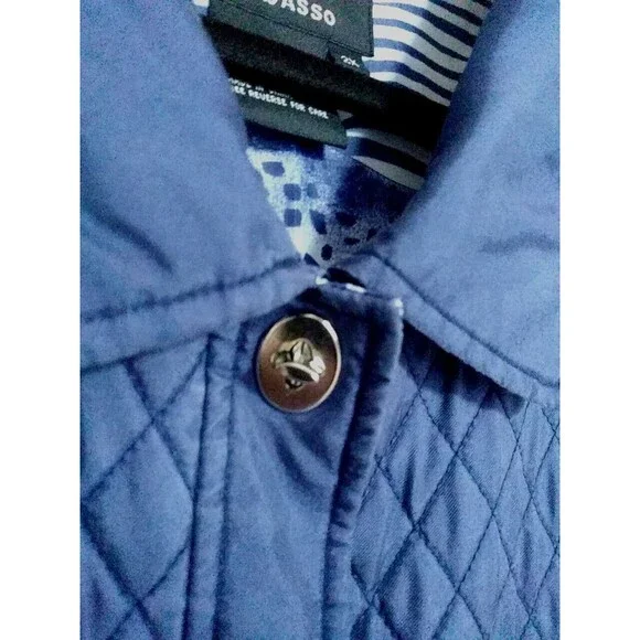 DENNIS BASSO Quilted Silk Jacket Womens Size 2x Blue Coat Outerwear Lined Jacket - Picture 9 of 11